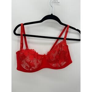 Vogue's Secret Bra Women 44D Red Lace Unlined Underwire Bra Sexy Date Night
